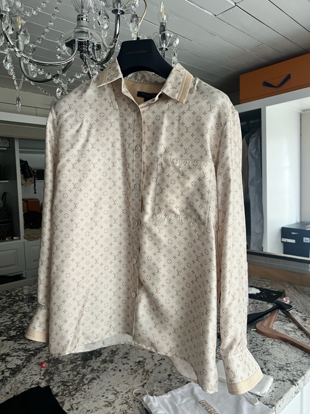 Louis Vuitton Beige Monogram Button-Down Shirt